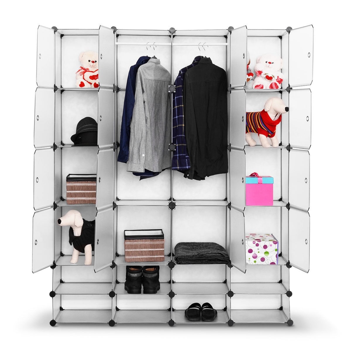 Costway DIY 24 Cube Portable Clothes Wardrobe Cabinet Closet